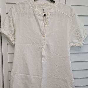 GAP White Button-Up Short Sleeve Soft Belted Dress Medium